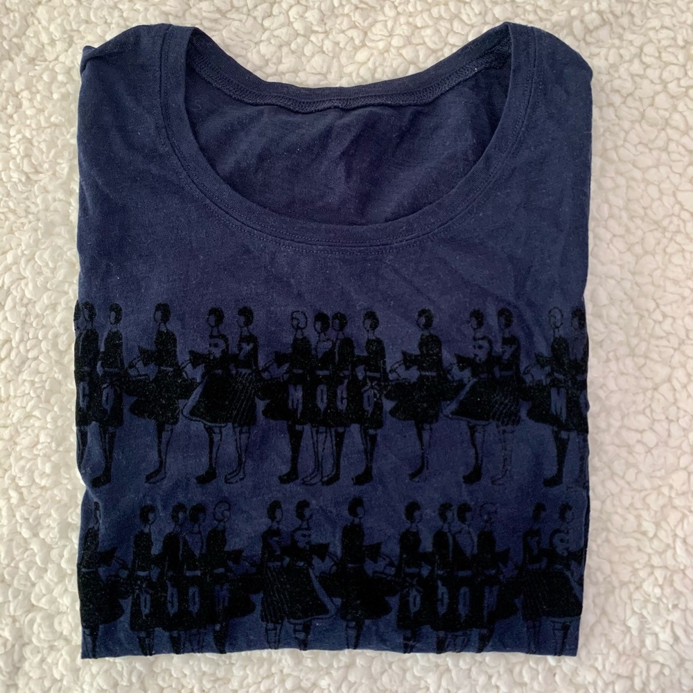 Navy Long Sleeve with Felt Fabric Print || Moco